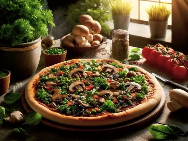 Рецепт постной пиццы с грибами и зеленью